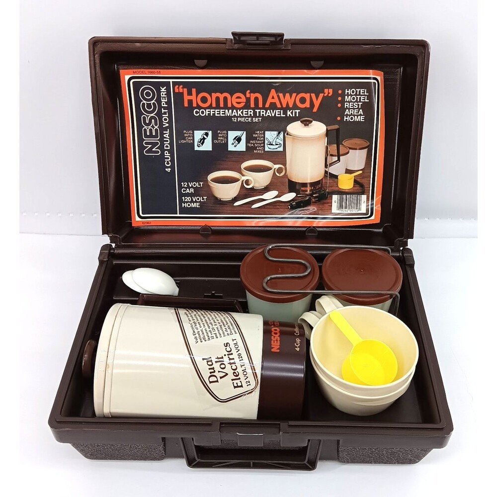 NEW Vintage Nesco Home N Away Coffeemaker Travel Kit 4 cups 16 Piece
